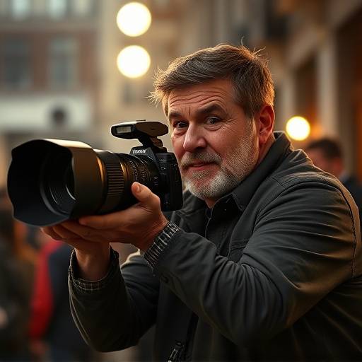 Bilde av en fotojournalist som tar bilder under en demonstrasjon.