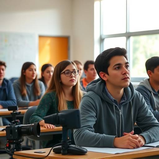 Bilde av en journalistikk klasse i undervisning